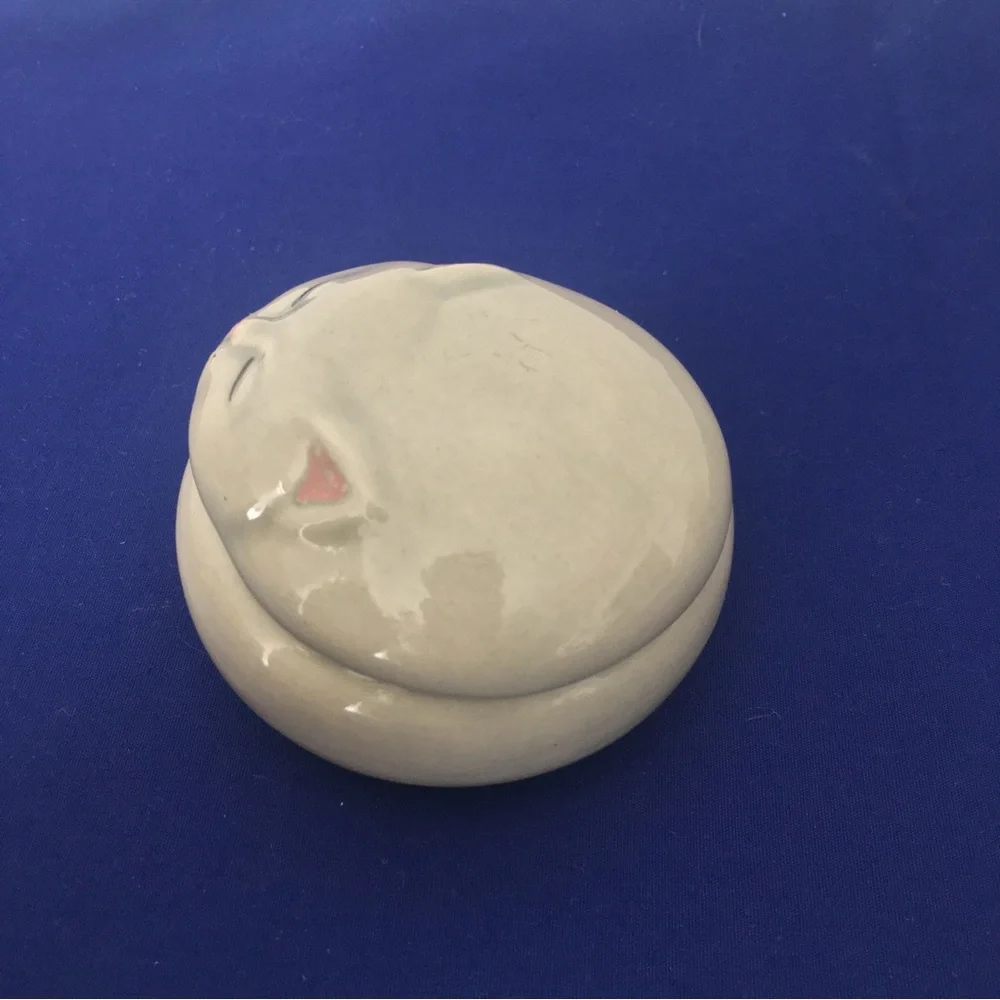 Vintage Handmade Ceramic Cat Jewelry Dish